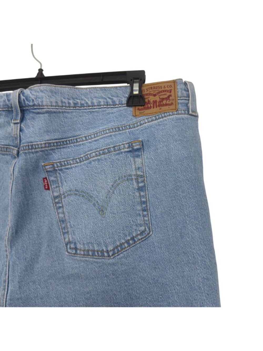 Levis 501 Womens Distressed Light Wash Hi-Rise Denim Shorts Size 22W Button Fly - Picture 16 of 16
